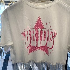 BRIDE Pink Graphic Fringe Short Sleeve Tee